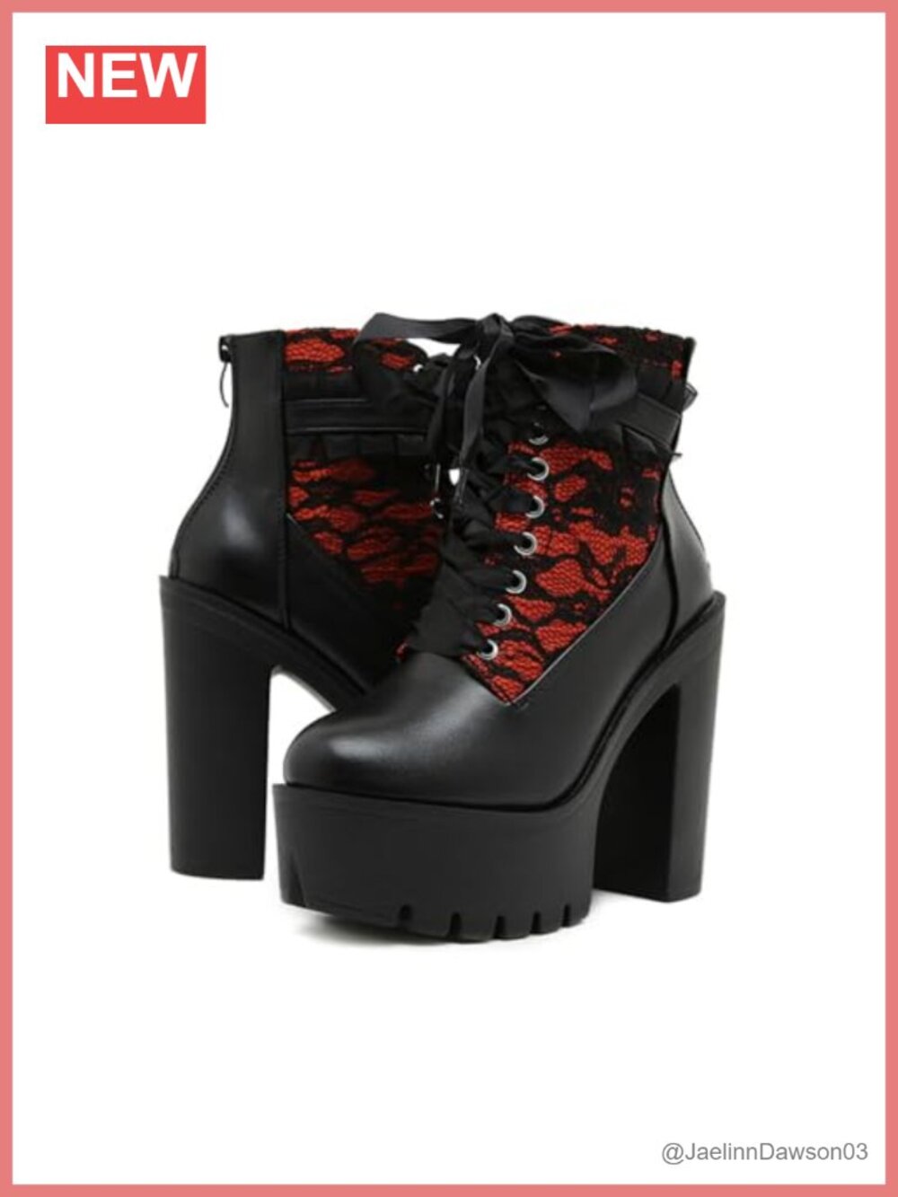 Gothic Platform Chunky Heel Ankle Boots Lace Up Punk Combat Boots